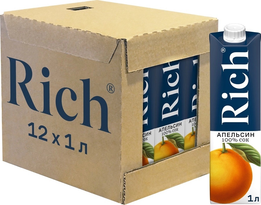 Сок Rich (Рич) Апельсиновый, 1 л х 12 шт — купить в интернет-магазине ...