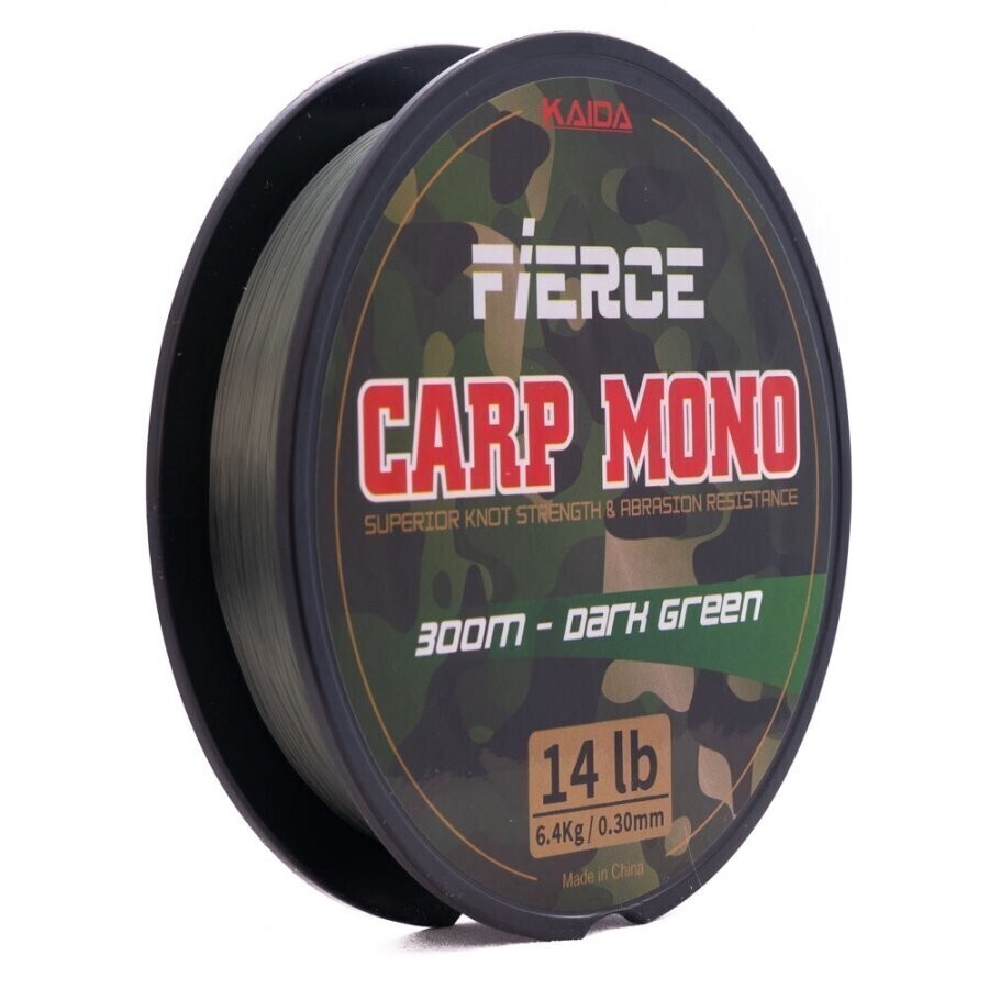 Леска для рыбалки KAIDA FIERCE Carp Mono 0,25мм 300м (DARK GREEN)