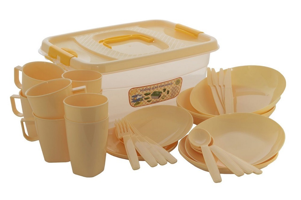  пластиковой посуды для пикника на 4 персоны —  в интернет .