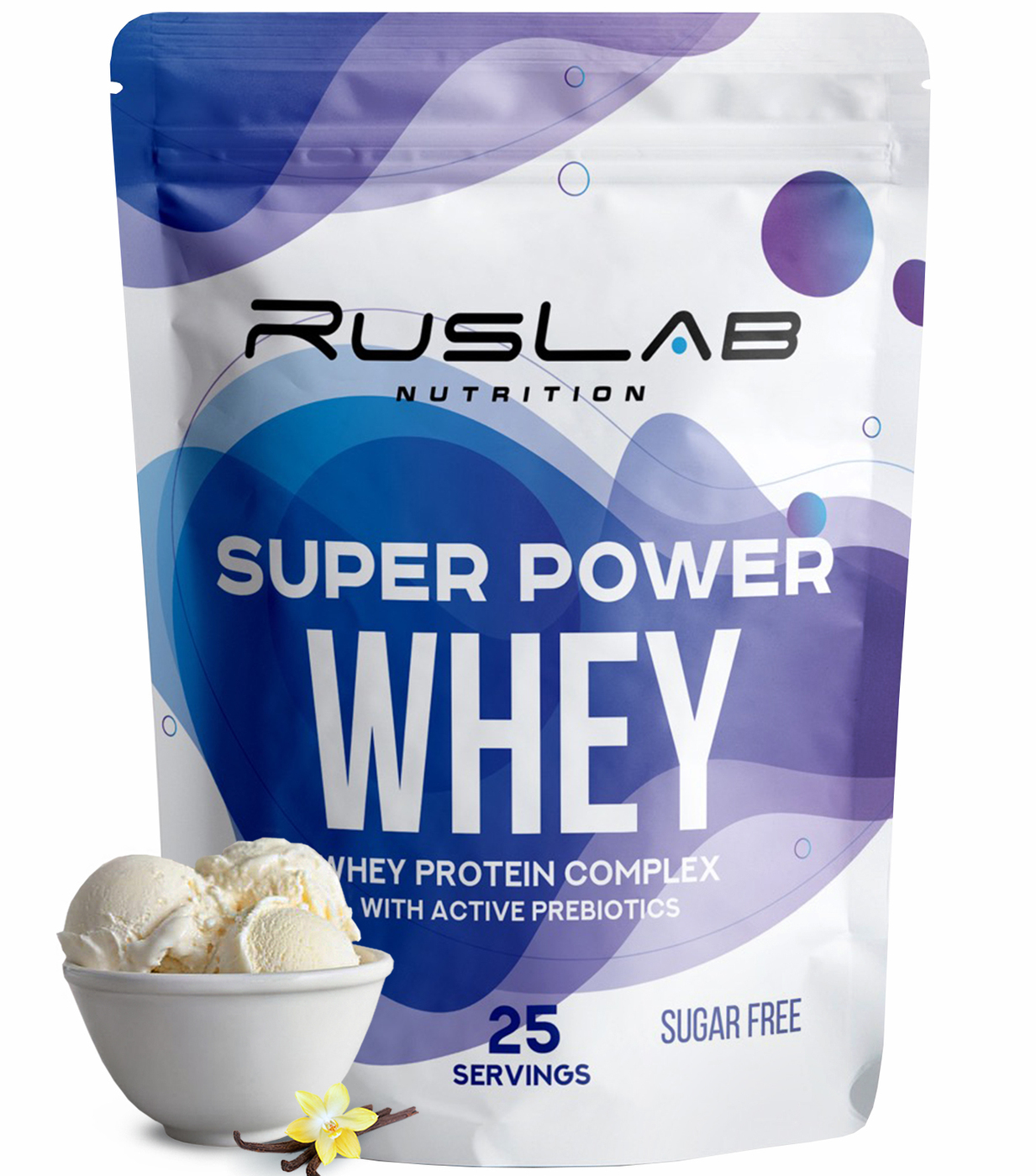 Протеин сывороточный SUPER POWER WHEY,белково-углеводный коктейль (800  гр),вкус ванильное мороженое,2 шт.