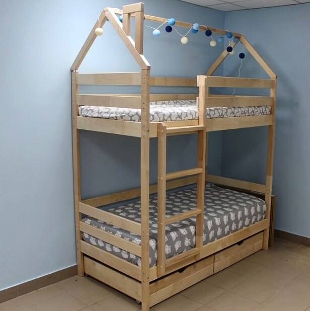 Двухъярусная кровать, Кровать-чердак 116krovatei из березы, 167x89x213 ...