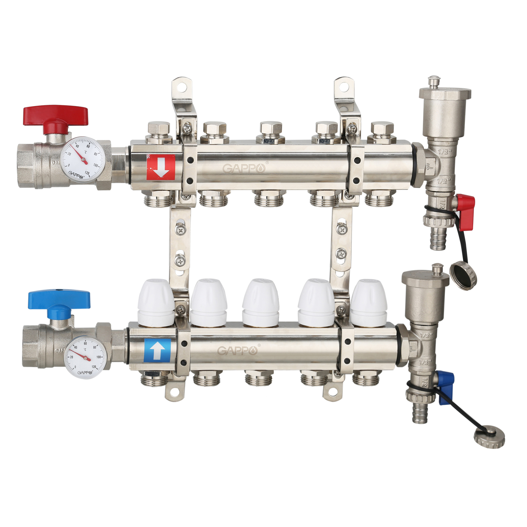Коллектор регулируемый с запорными клапанами из латуни Gappo G425.5 5 ...