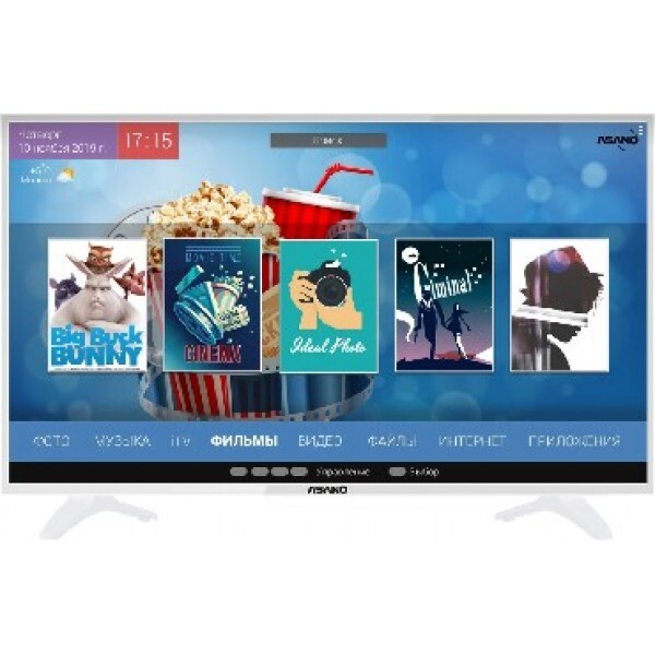 AsanoТелевизорKiVi43U710KB43"(2020)28"HD,белый