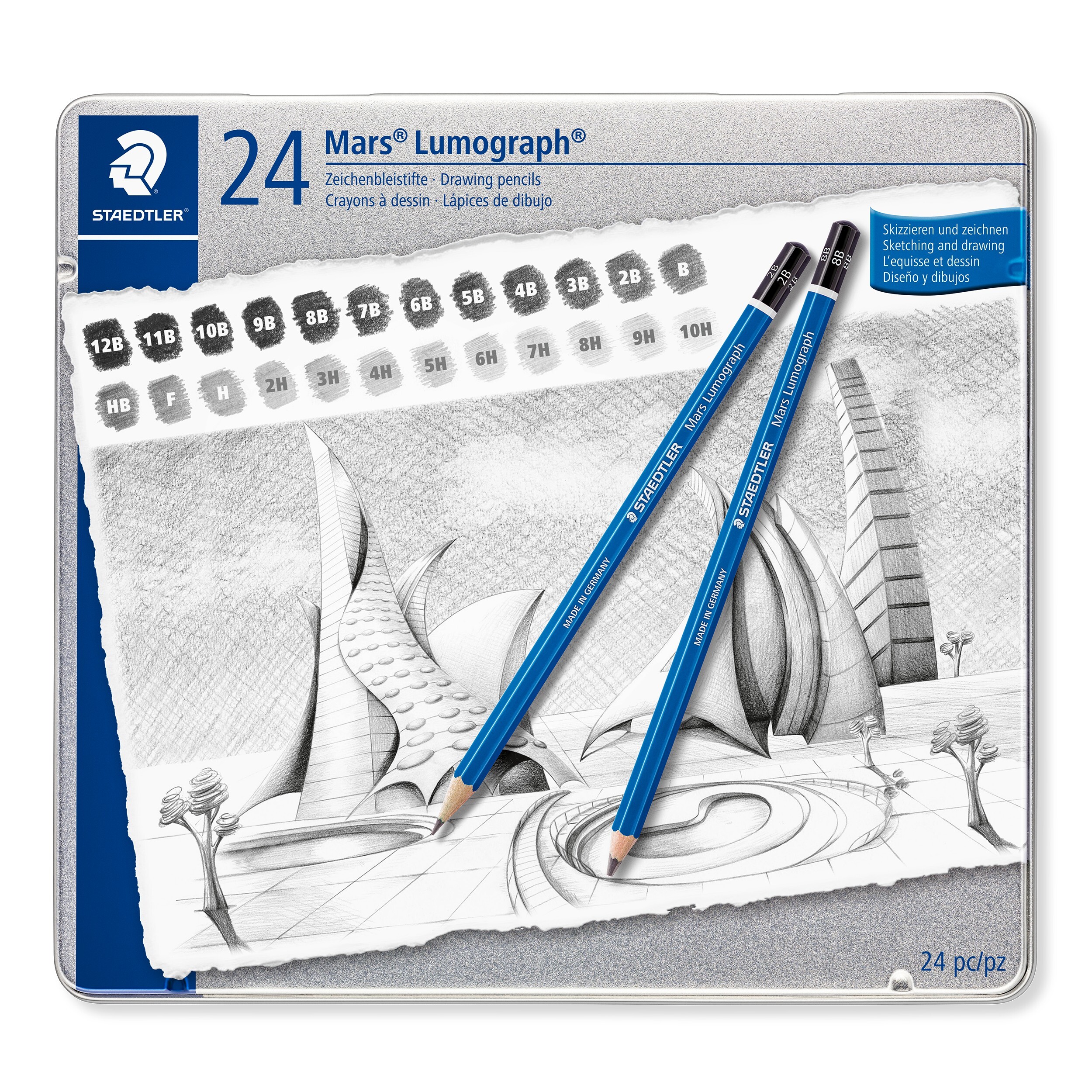 Staedtler Карандаши чернографитовые Mars Lumograph, 24 штуки — купить в ...