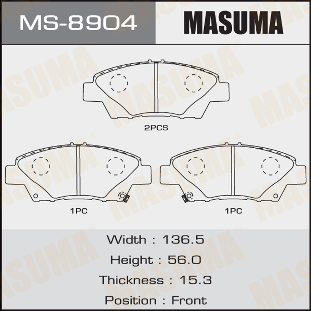 Колодки тормозные Masuma MS-8904 Передние - купить по низким ценам в  интернет-магазине OZON (610581522)