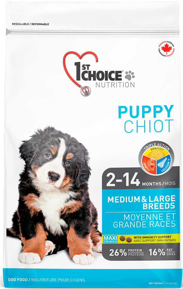 Корм1stChoicePUPPYMedium&LargeBreedsдлященковсреднихикрупныхпород,скурицей,2.72кг