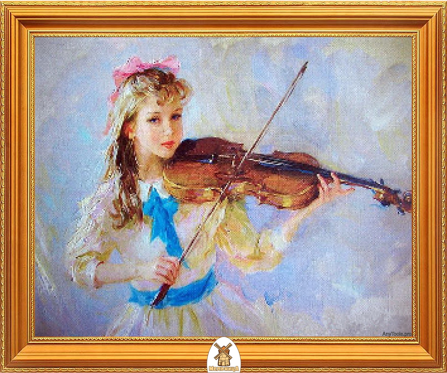 Словно нарисована песня. Девочка со скрипкой живопись.