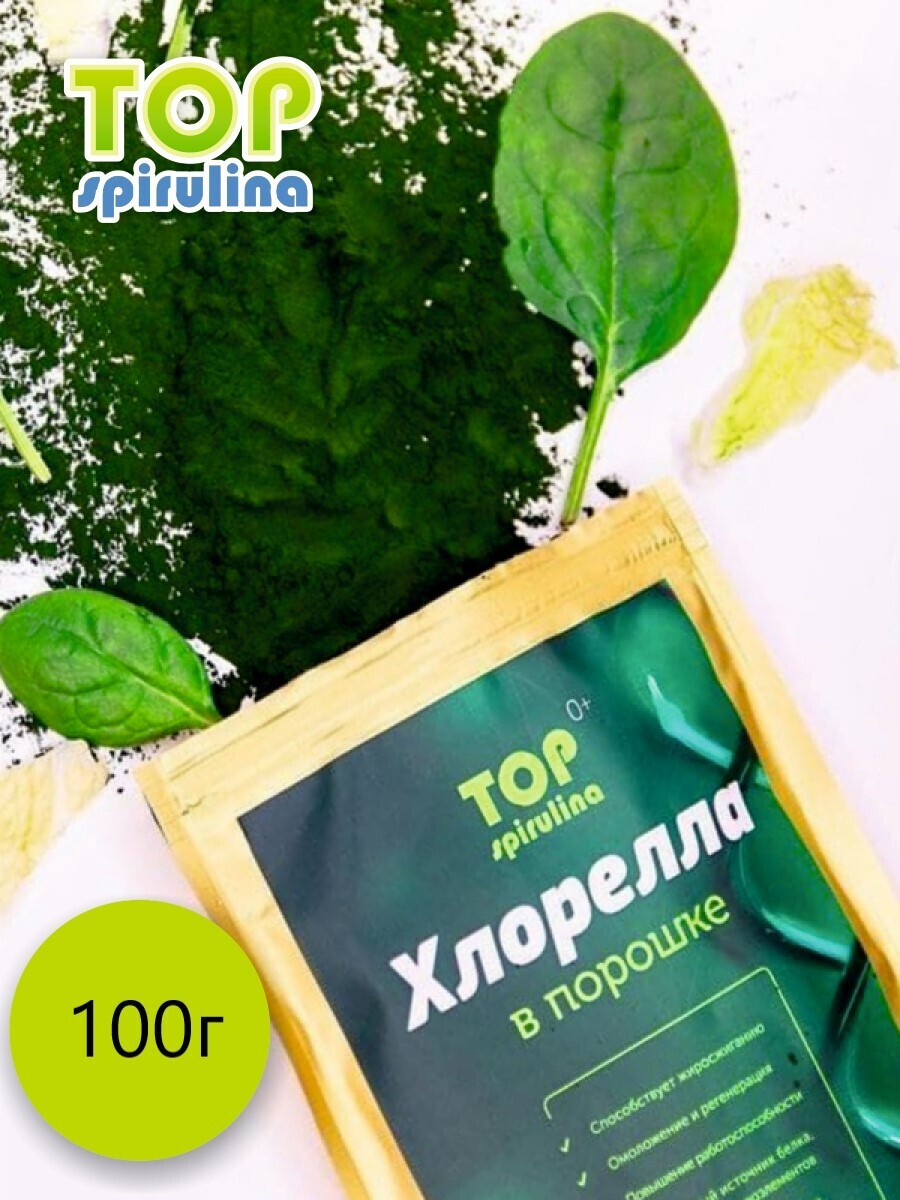 Хлорелла TOP spirulina, порошок 100г