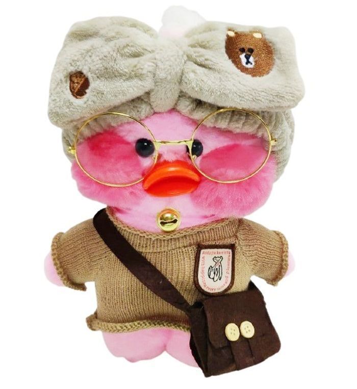 Утка мягкая игрушка / Плюшевая уточка lalafanfan duck / Утенок в очках ...
