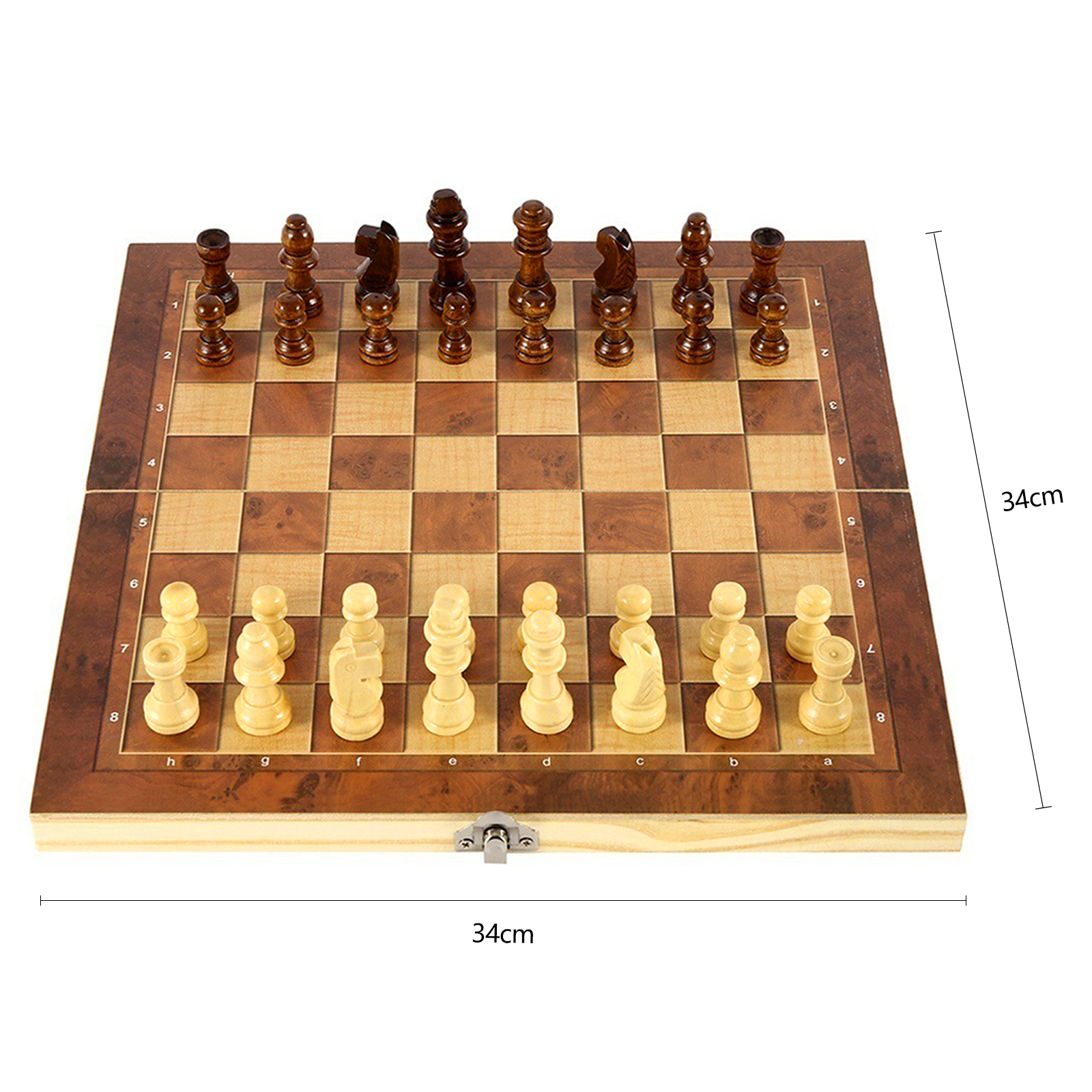 34CM*34CM Деревянный шахматный набор 3 в 1 Складная доска с 32 ...