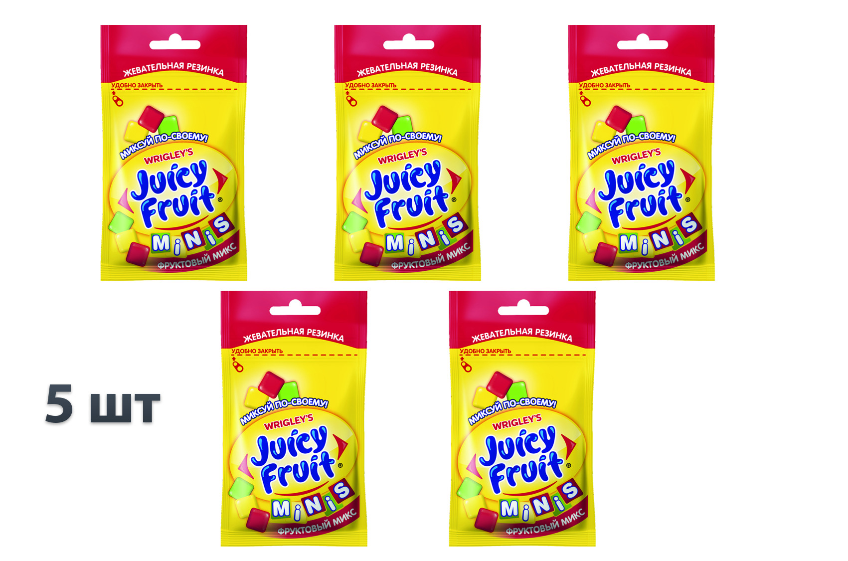 Жевательная резинка Juicy Fruit Minis (Минис) без сахара 5 шт * 13.8г ...