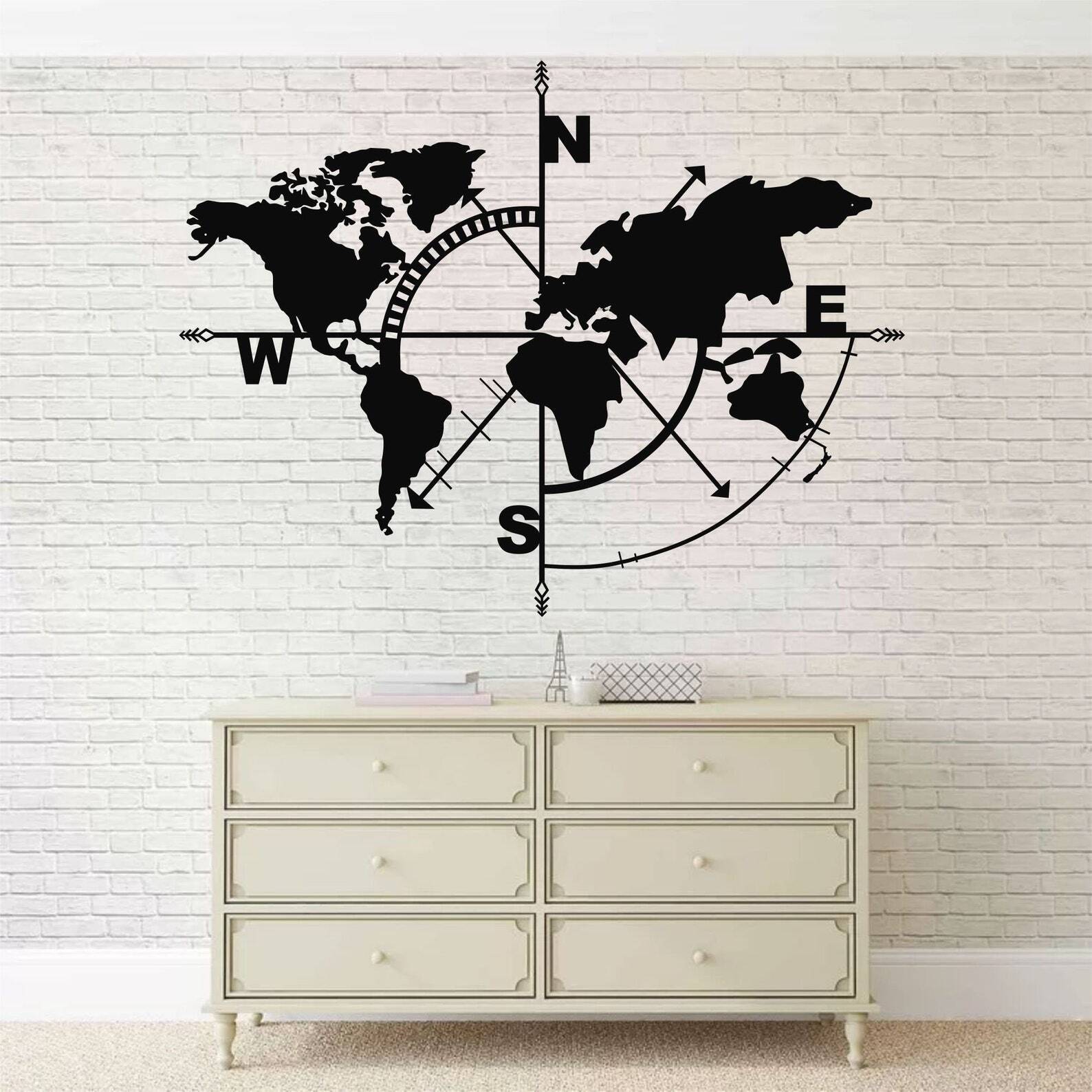 Карта мира наклейка на стену
