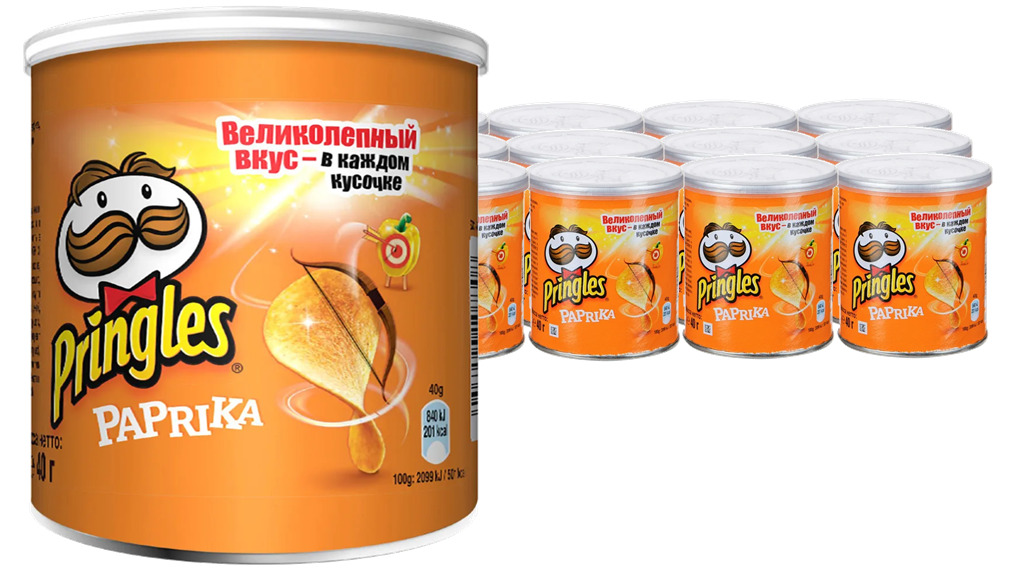 Чипсы Pringles (Принглс) со вкусом паприки, 12 шт по 40 г