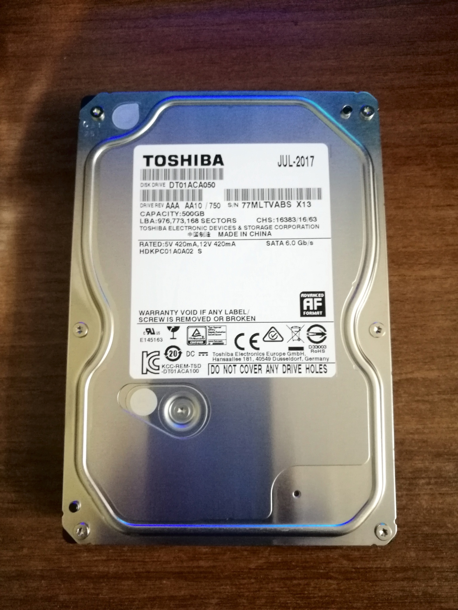 Toshiba500ГБВнутреннийжесткийдиск(DT01ACA050)