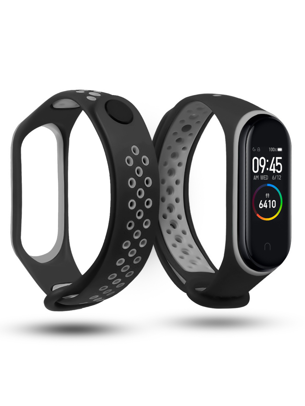 Ремешок для фитнес-браслета Xiaomi Mi Band 3 и Mi Band 4 силиконовый с перфорацией