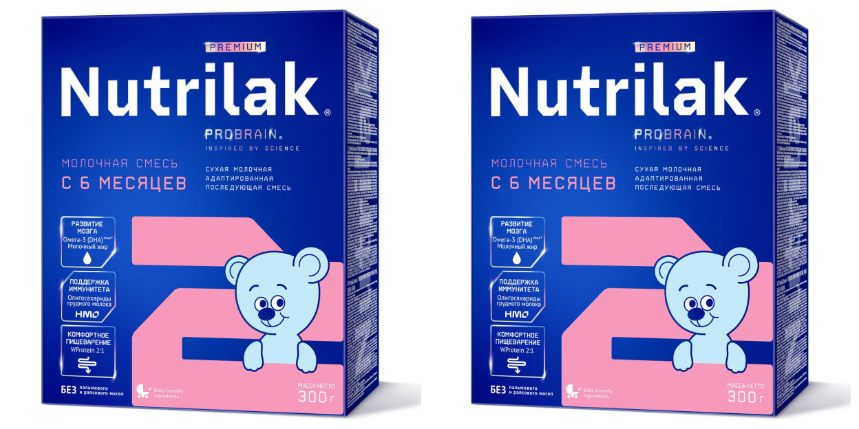 Молочная смесь Nutrilak Premium 2, с 6 месяцев, 300 грамм * 2 штуки