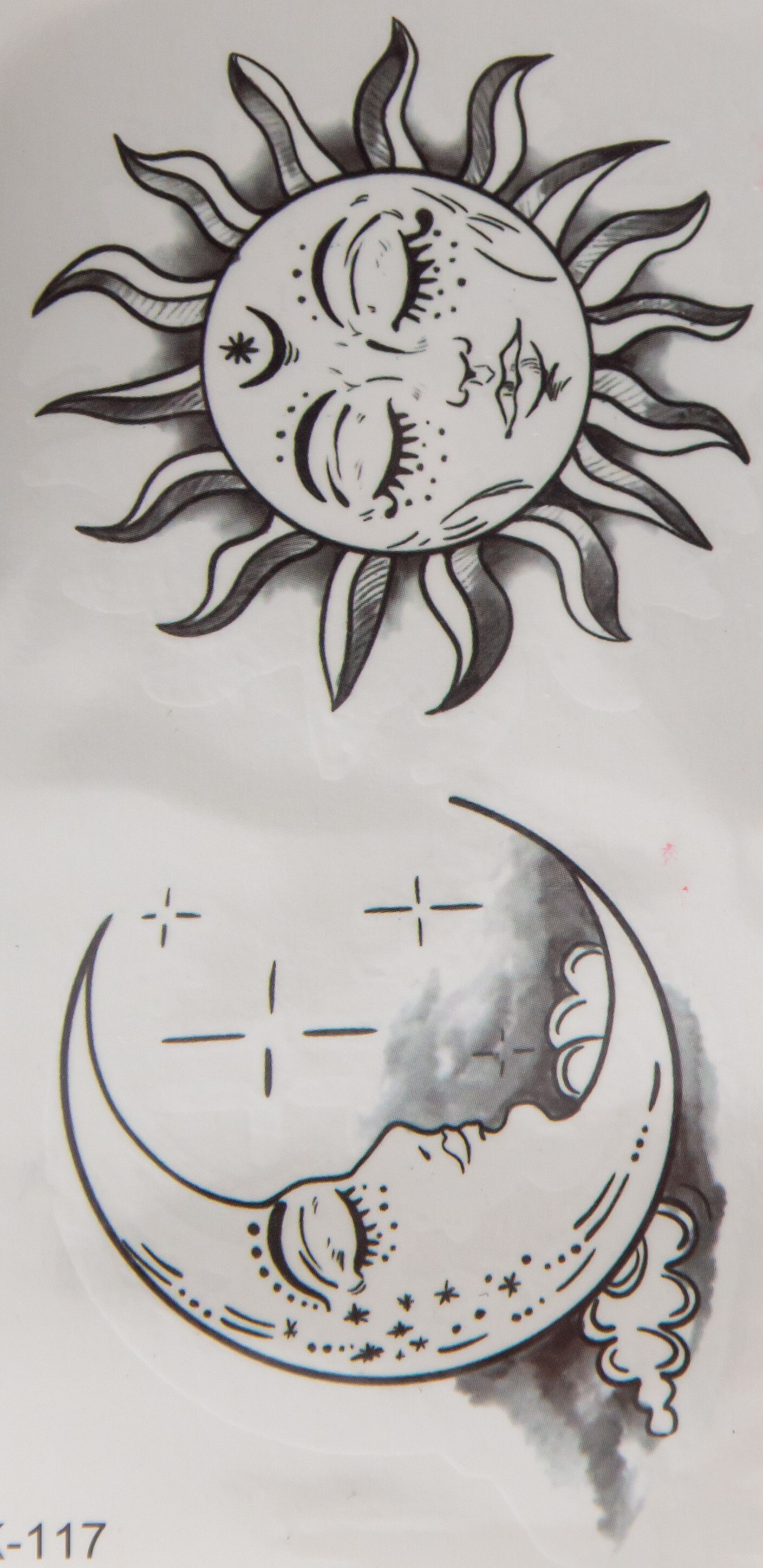 Тату солнца и месяца в виде орнамента | Tattoo Academy