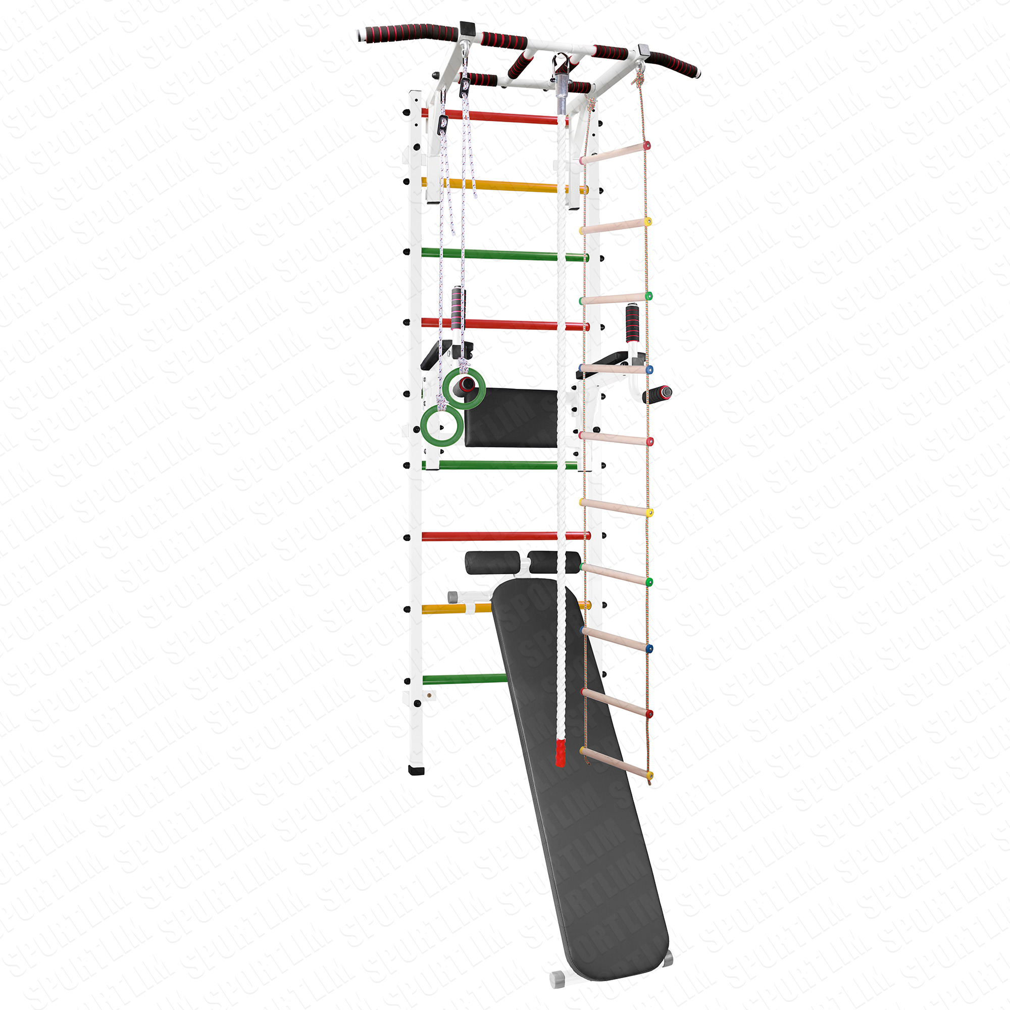 Шведская стенка с турником, брусьями, скамьей, канатом, лестницей и  кольцами Asta291 Белая - купить по выгодной цене в интернет-магазине OZON  (389714802)