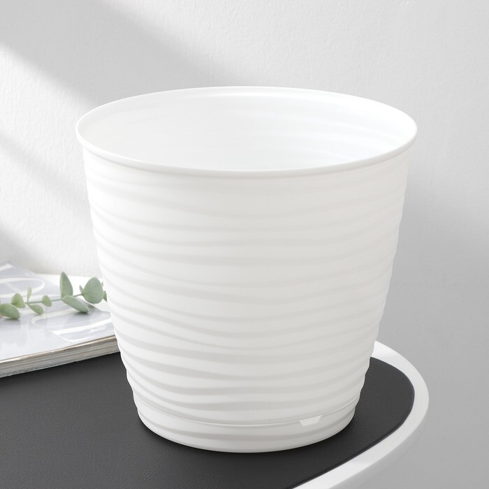 Горшок для цветов с поддоном Saffron, 5,4 л, диаметр: 22,4 см, высота: 20,5 см, цвет белый