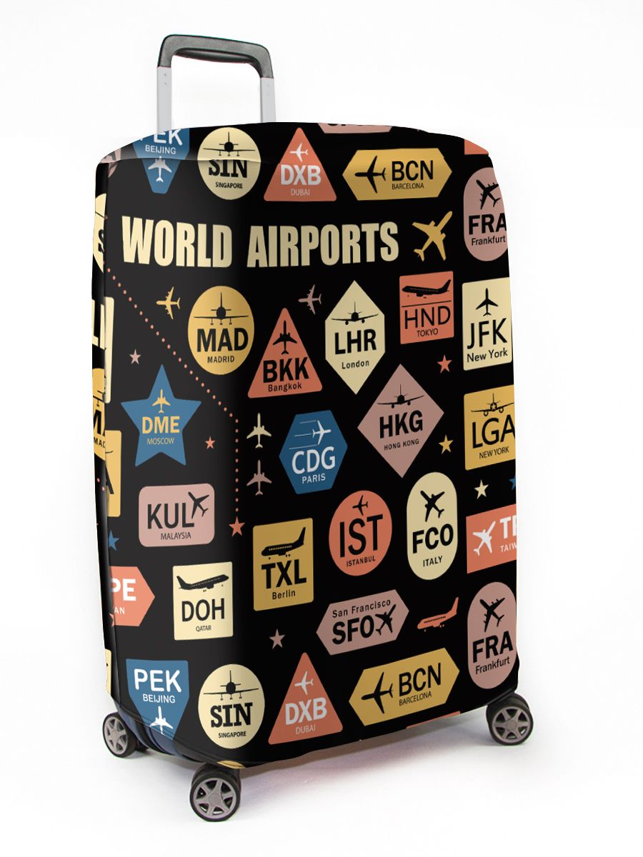 Чехол для чемодана, Neoprene Travel, World Airports, 75*80 см