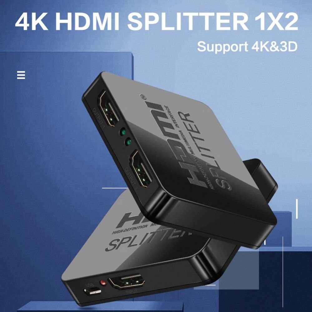 Разветвитель сплиттер HDMI 4K 3D 1.4b на 2 выхода с усилителем до 35m