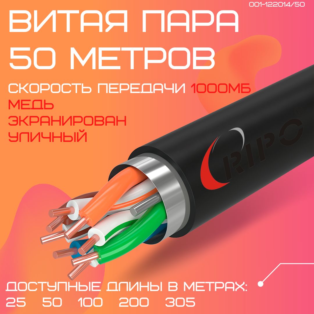 КабельвитаяпарадлялокальнойсетиLANFTP4CAT5E24AWGCuPERIPOoutdoorуличный50метров001-122014/50