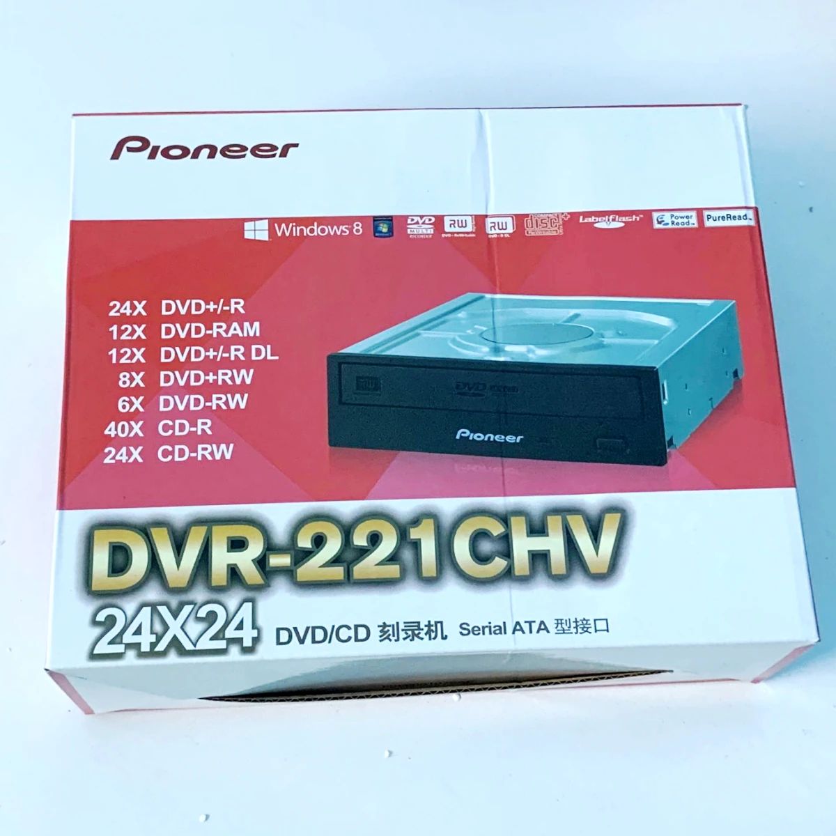 DVD привод внутренний, оптический, DVD-RW Pioneer DVR-221CHV, черный, в коробке