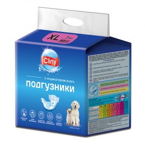 Подгузники для собак и кошек весом 15-30 кг "Cliny", размер XL , 40-45см с отверстием для хвоста (7 штук)