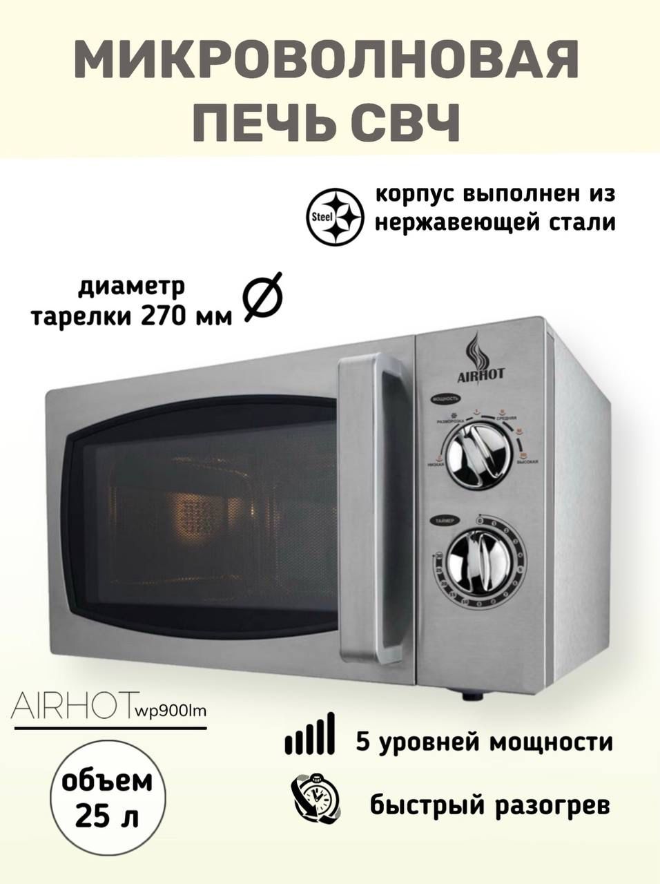 Печь Микроволновая Airhot Wp900 25л 900вт Купить