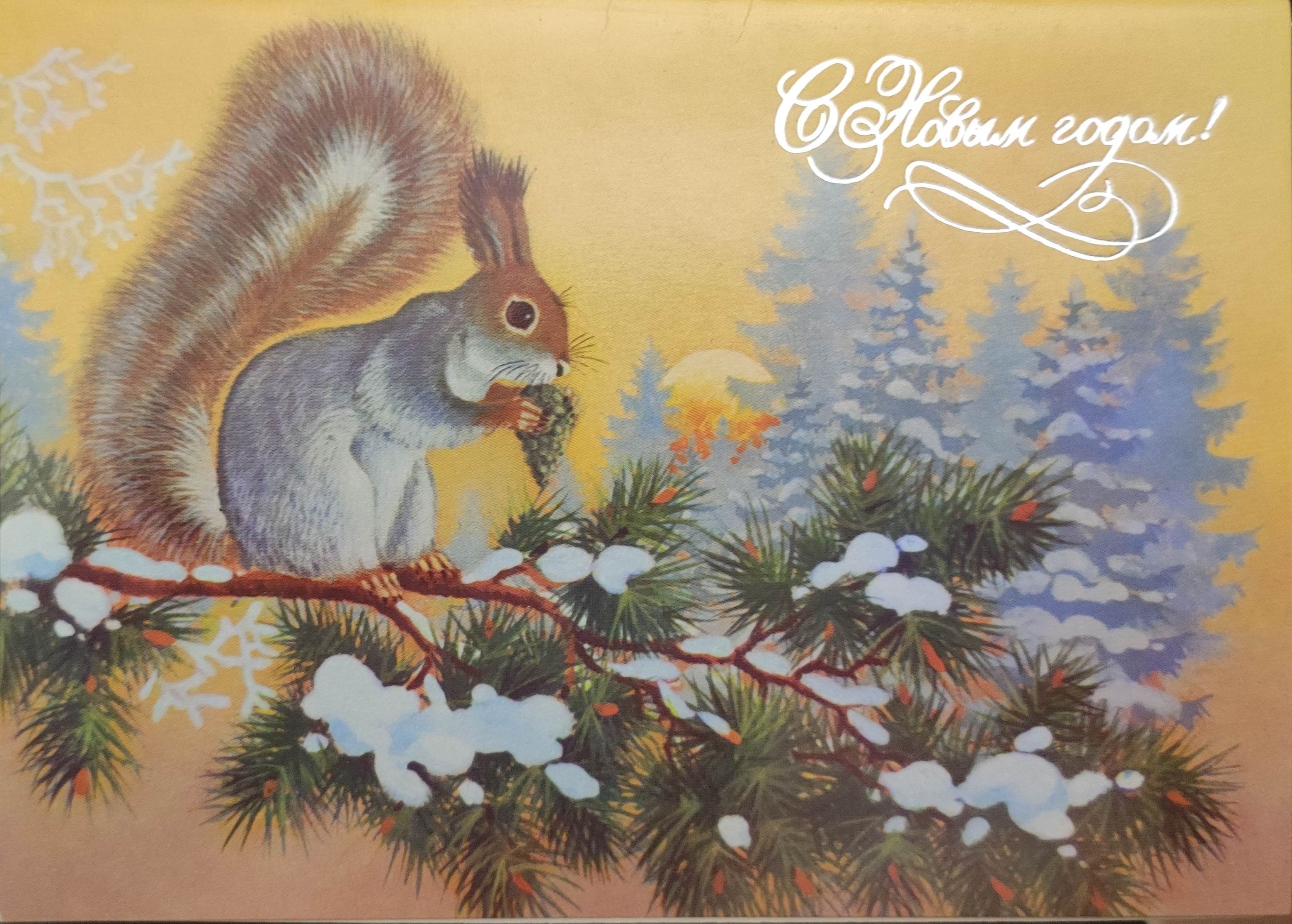 Советские открытки с новым годом белочки