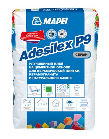 Mapei Adesilex P9/Мапей Адесилекс П9, 25 кг,Серый,клей для плитки