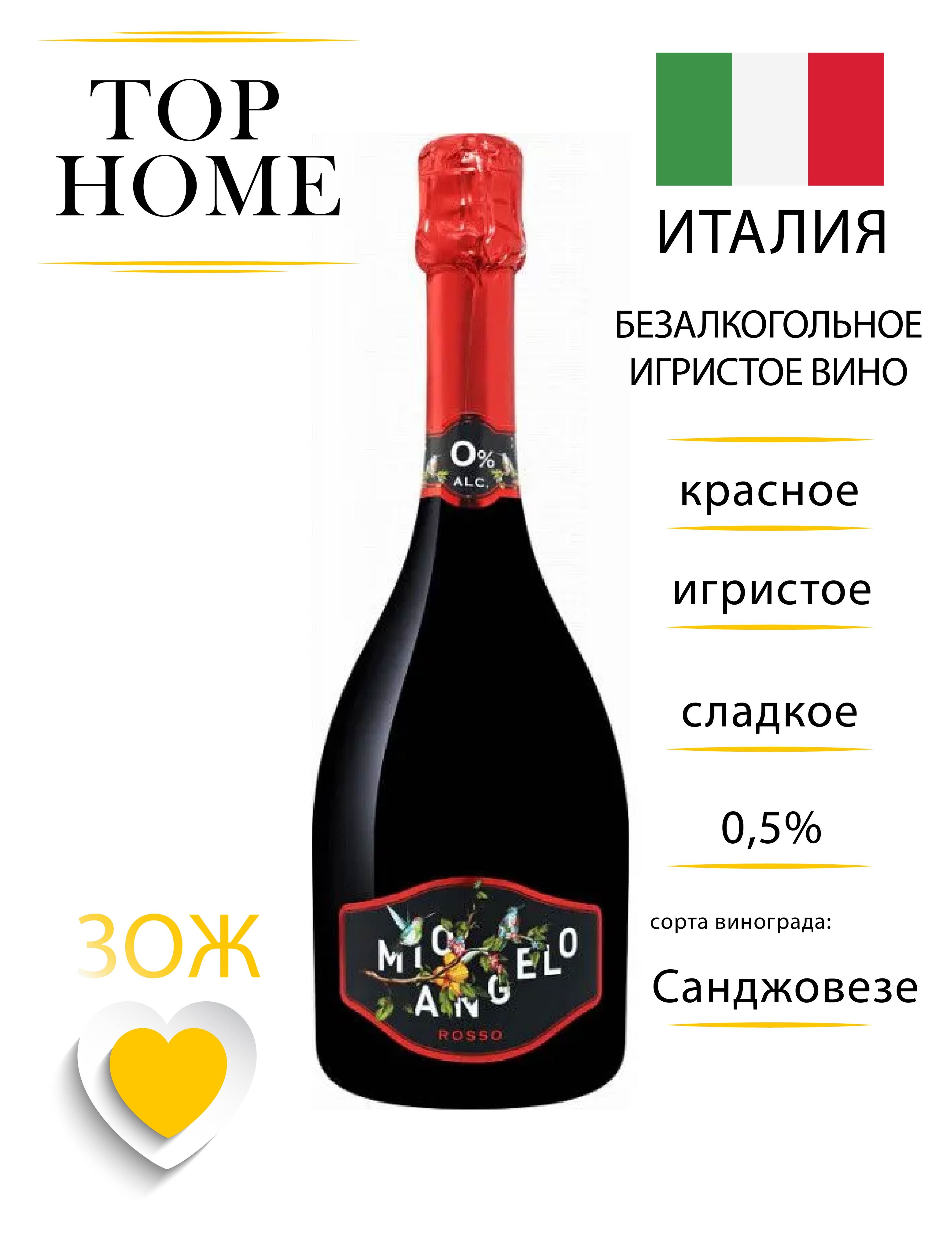 Вино безалкогольное игристое красное Mio Angelo Casa Vinicola Costanza  ИТАЛИЯ 750 мл сладкое - купить с доставкой по выгодным ценам в  интернет-магазине OZON (739722183)