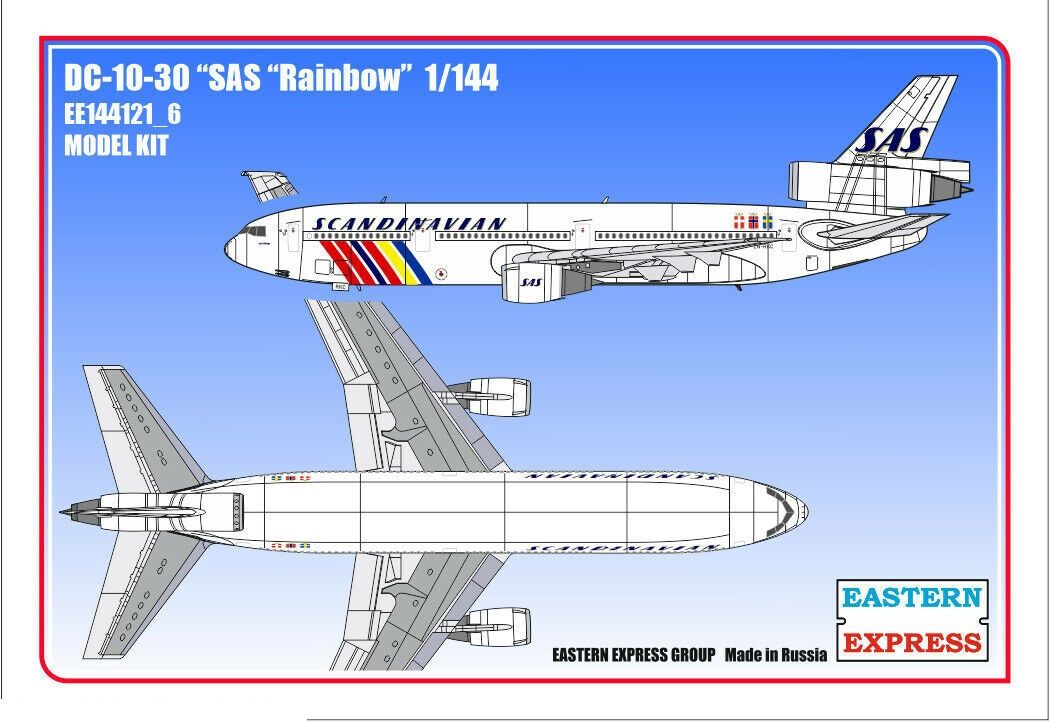 Сборная модель Восточный экспресс ЕЕ144121_6 Авиалайнер DC-10-30 SAS Rainbow