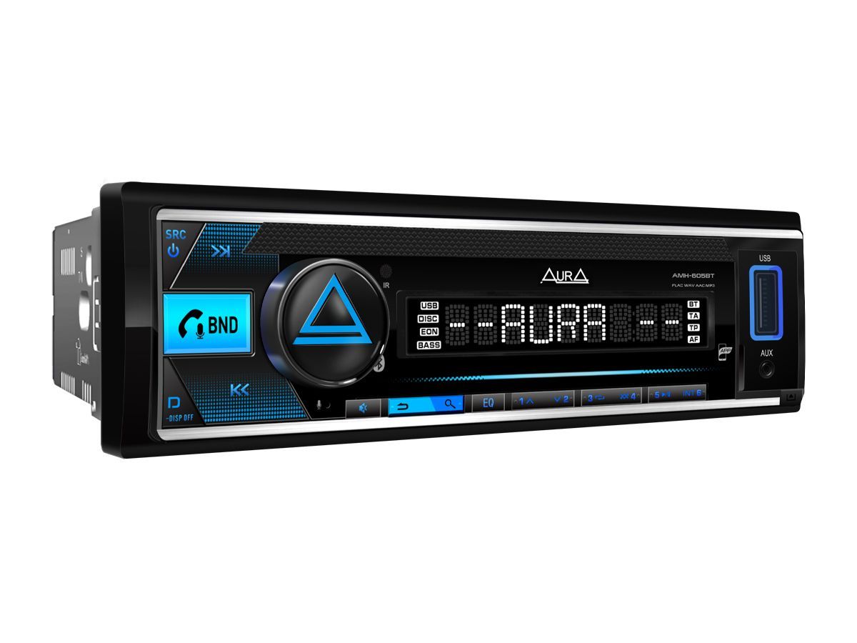 Автомагнитола Aura AMH-605BT (Bluetooth, 3xRCA, 4x51Вт, APP, USB, FLAC,  RGB, D-SWC)