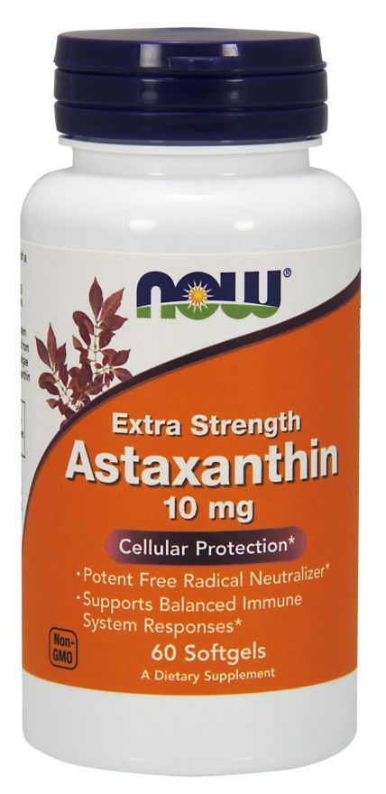 Астаксантин, Astaxanthin, NOW, 10 мг, 60 капсул (sgel)