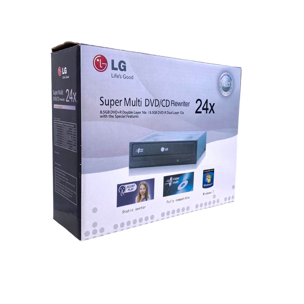 DVD привод внутренний, оптический/ DVD-RW LG GH24NSC0 черный, в коробке