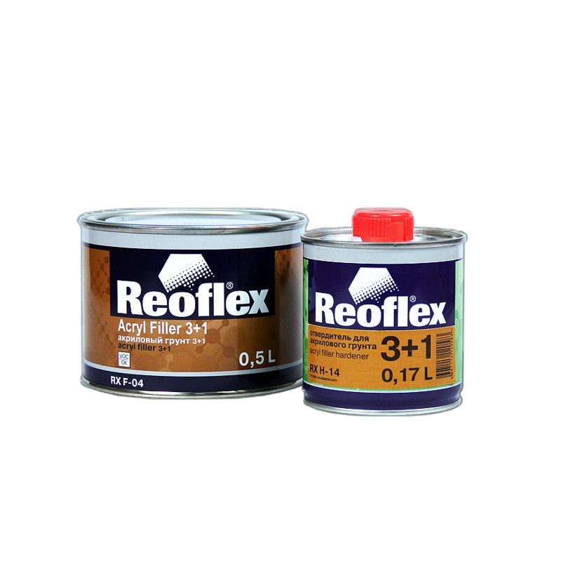 Грунт "Reoflex" акриловый 3+1 2К (черный) 0.5л.  RX F-04/500.