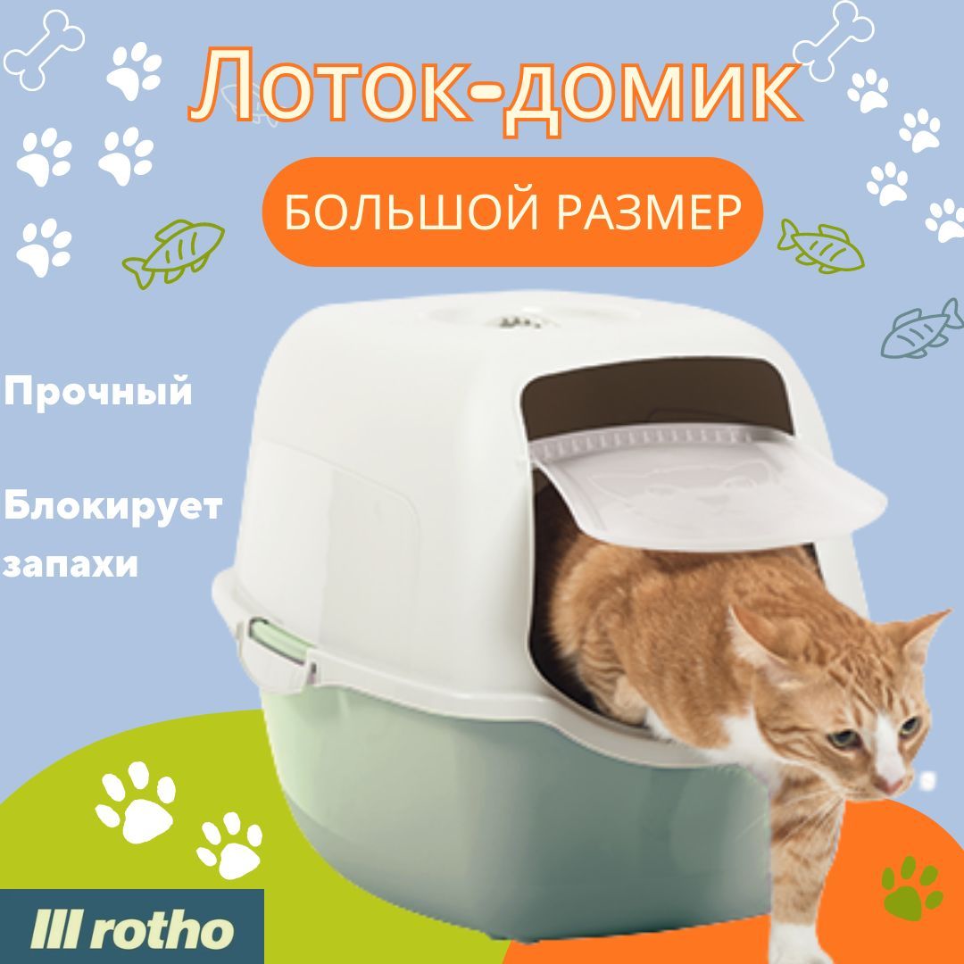 Лоток для кошек Rotho Bailey Eco. Большой кошачий туалет с бортиками,  пластиковый лоток домик для животных, светло-зеленый - купить с доставкой  по выгодным ценам в интернет-магазине OZON (637304642)