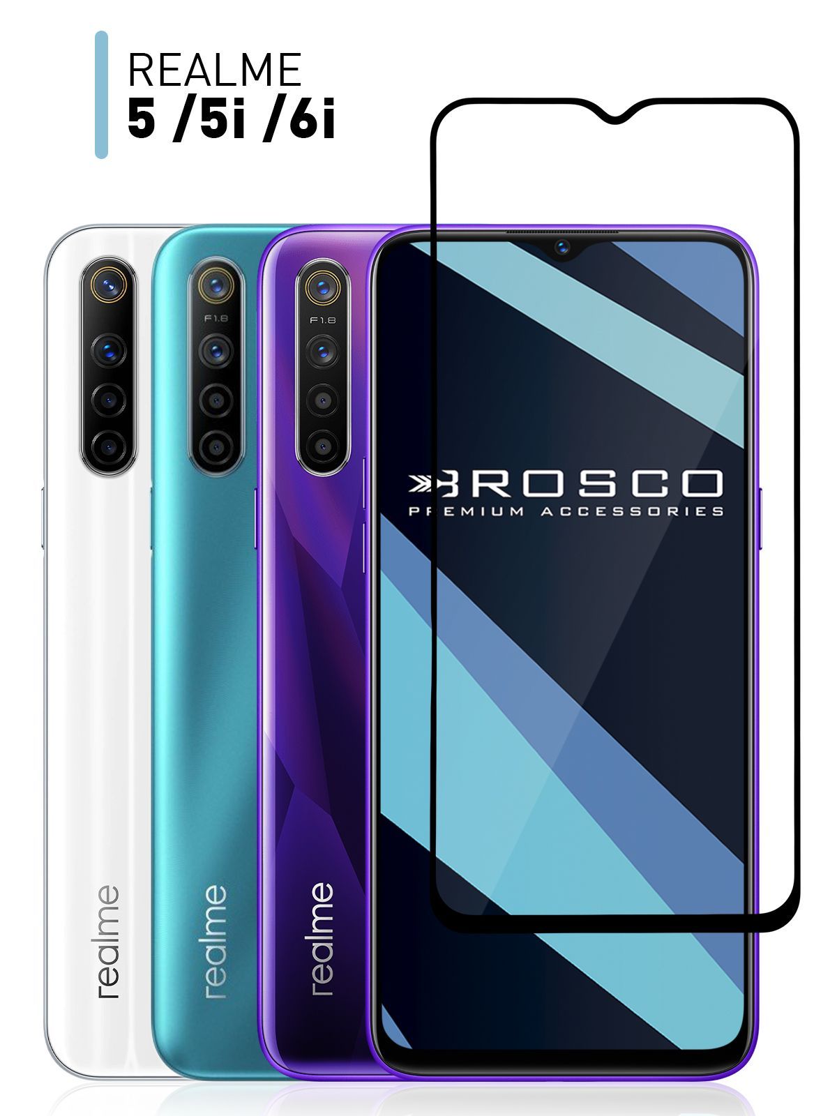 Защитное стекло для Realme 6i, 5i и Realme 5 (Реалми 6 ай, 5и, 5) с  олеофобным покрытием, ROSCO - купить с доставкой по выгодным ценам в  интернет-магазине OZON (174557091)