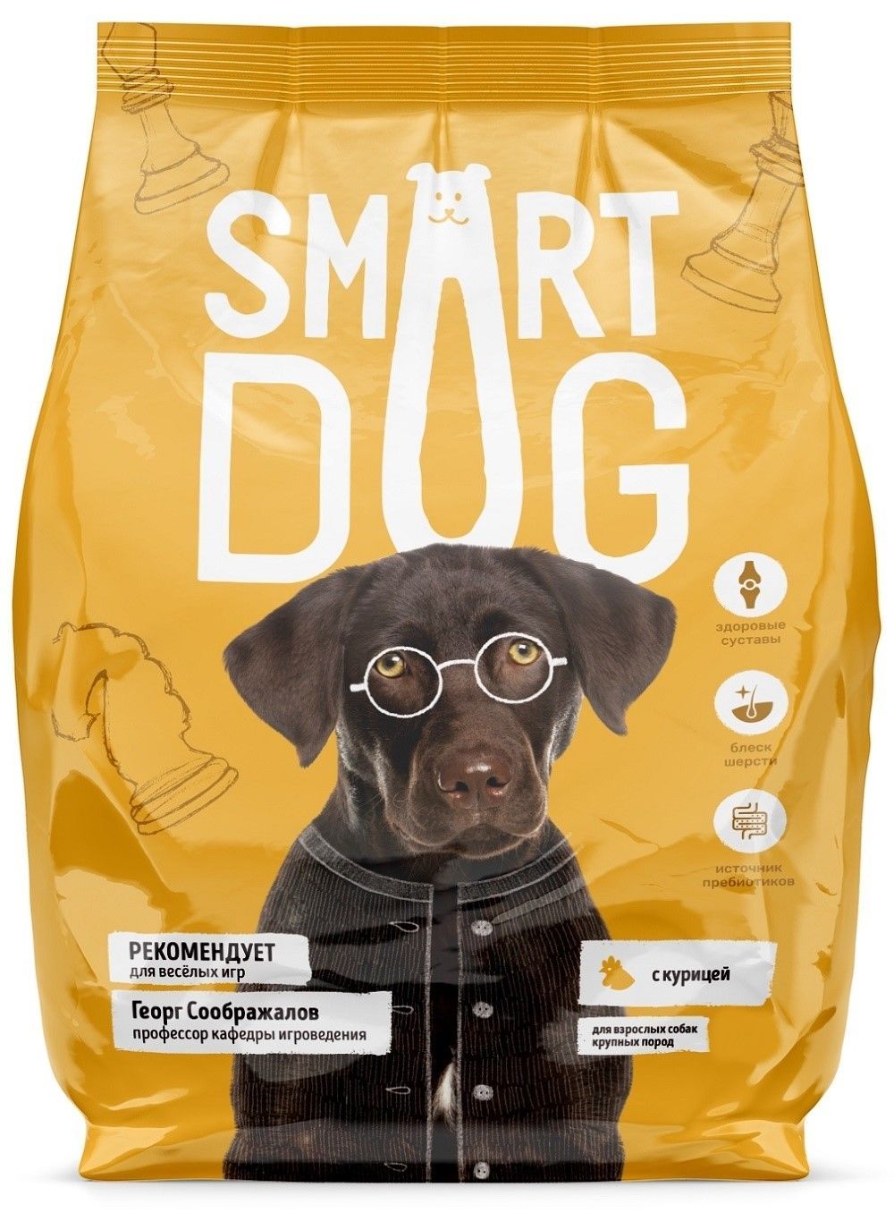 Корм Smart Dog для взрослых собак крупных пород, с курицей, 12 кг