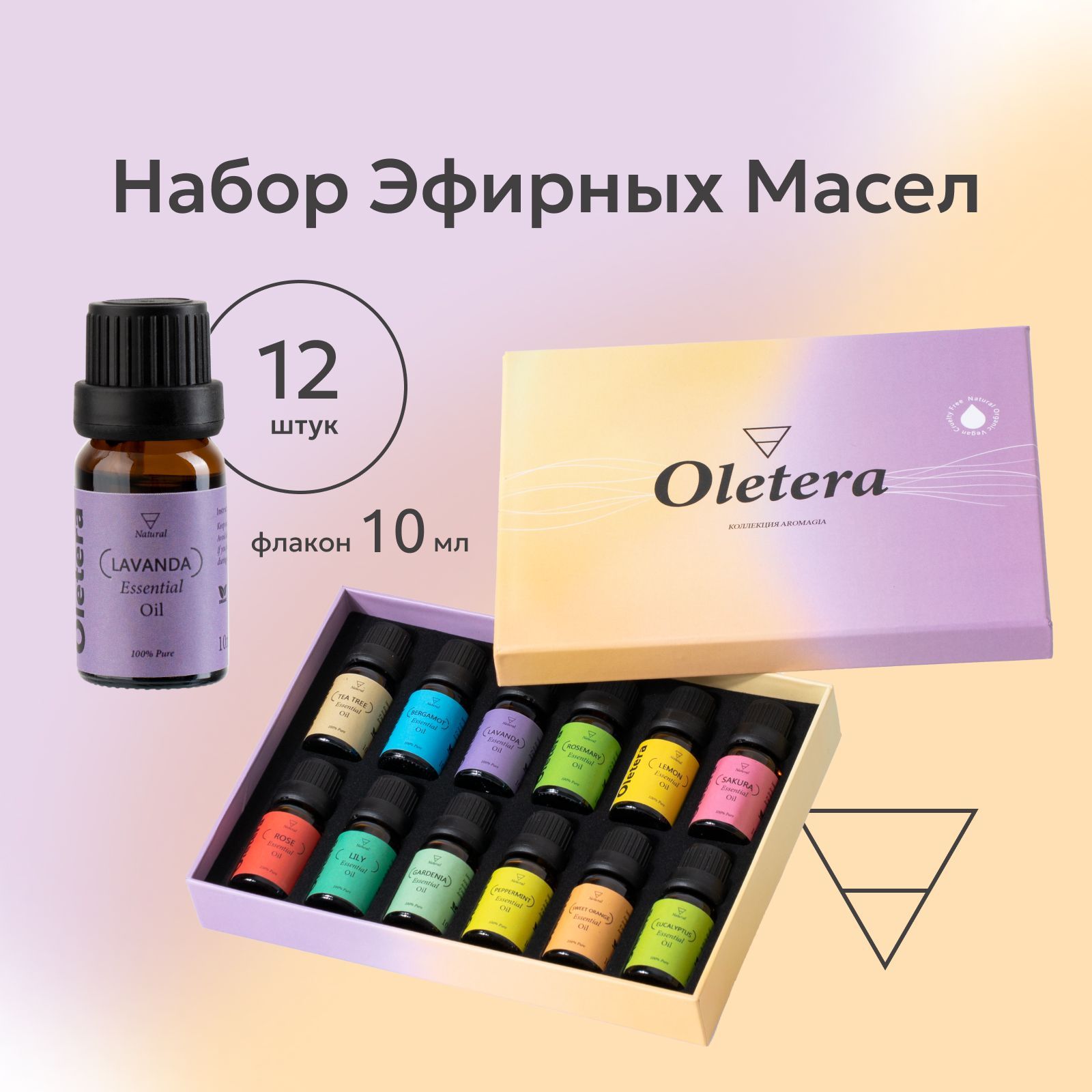 Эфирное масло Essential Oil / Набор натуральных эфирных масел из 12  ароматов по 10 мл / 100% эфирные масла для тела, кожи, для дома, бани и  сауны, для ...