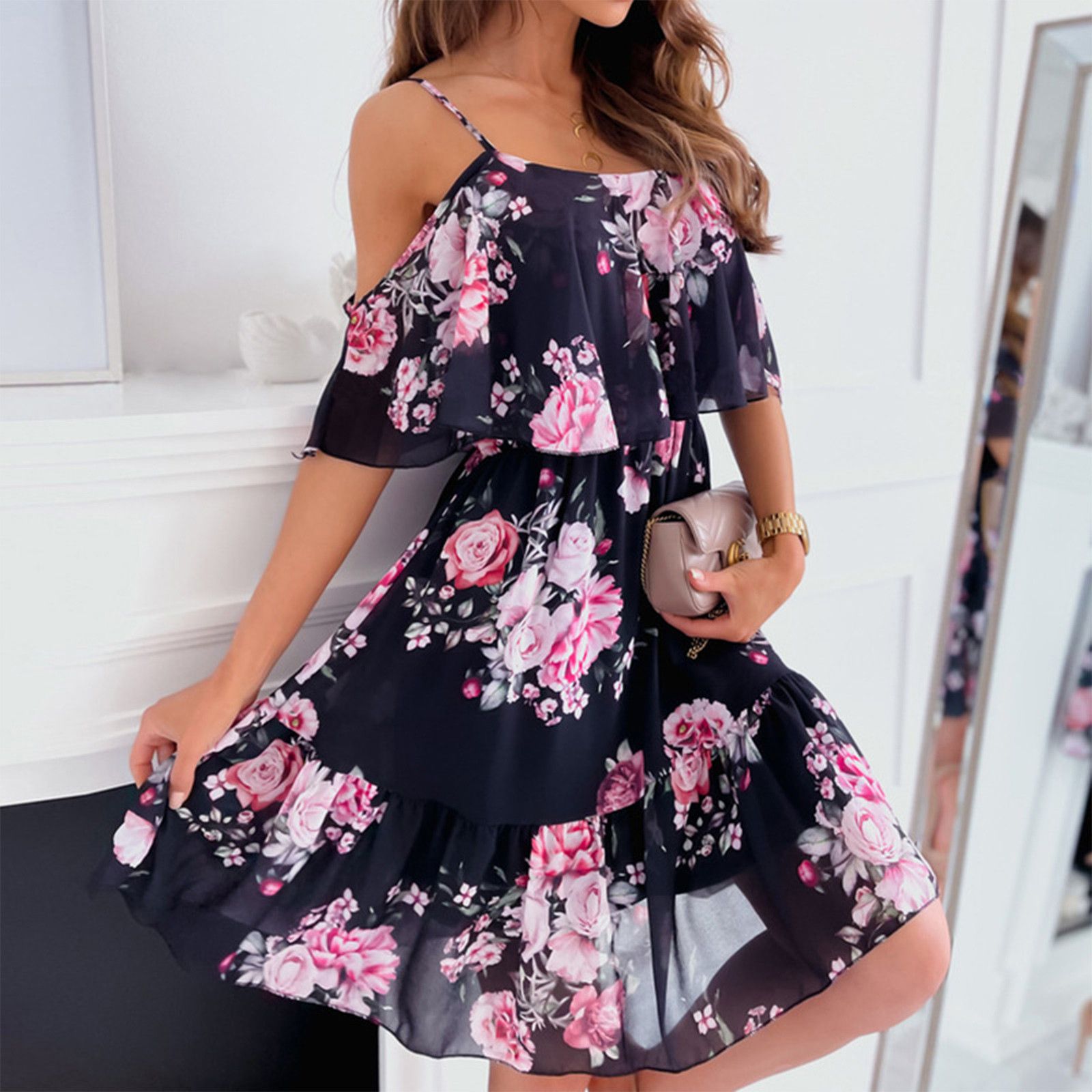Платье с цветочным принтом 2022 лето