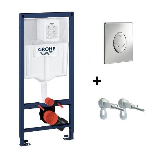 Инсталляция Grohe Rapid SL 38721001 с кнопкой смыва и крепежом. 3 в 1