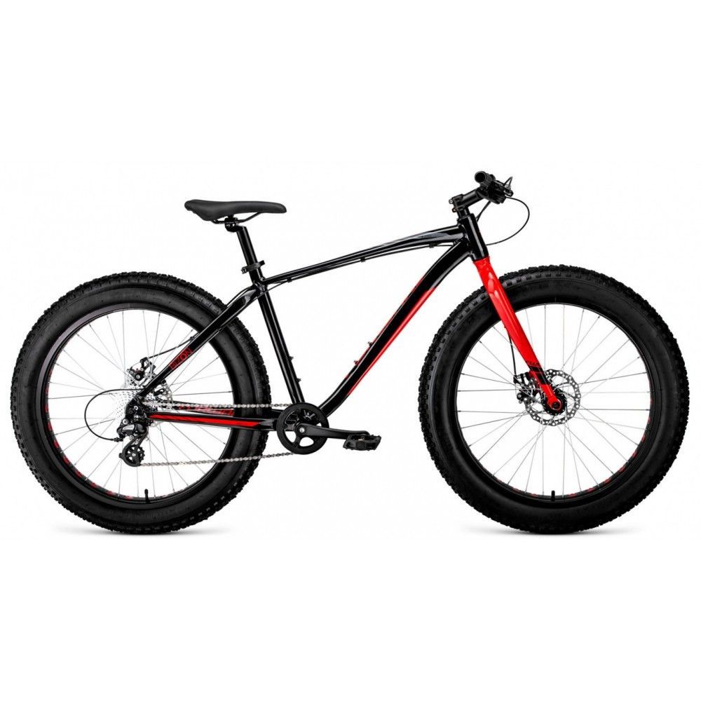 ForwardВелосипедFat-bike,FORWARDBIZON26D(26"8ск.рост.18")2022,черный/красный