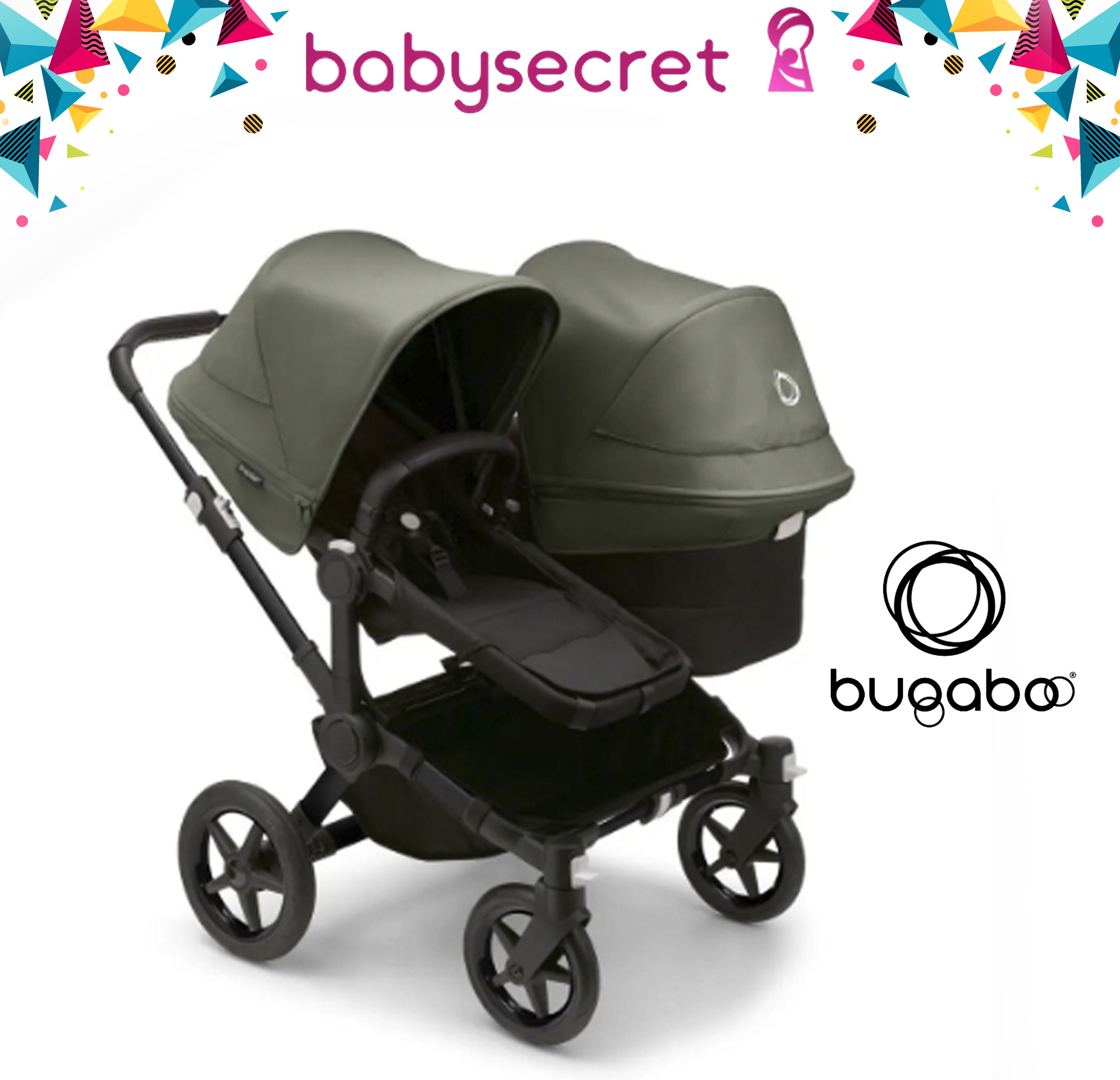 2 1 Bugaboo Donkey5 Duo Black Black forest green OZON 1063542330