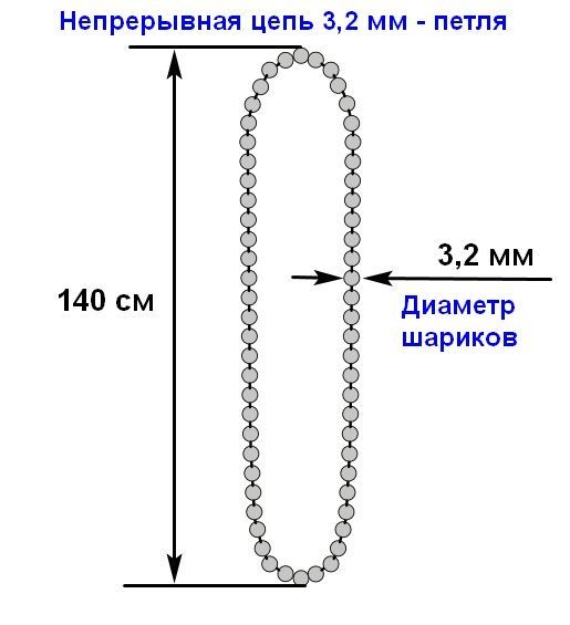 Непрерывнаяцепьуправленияпетлядиаметром3.2ммдлярулонныхштор