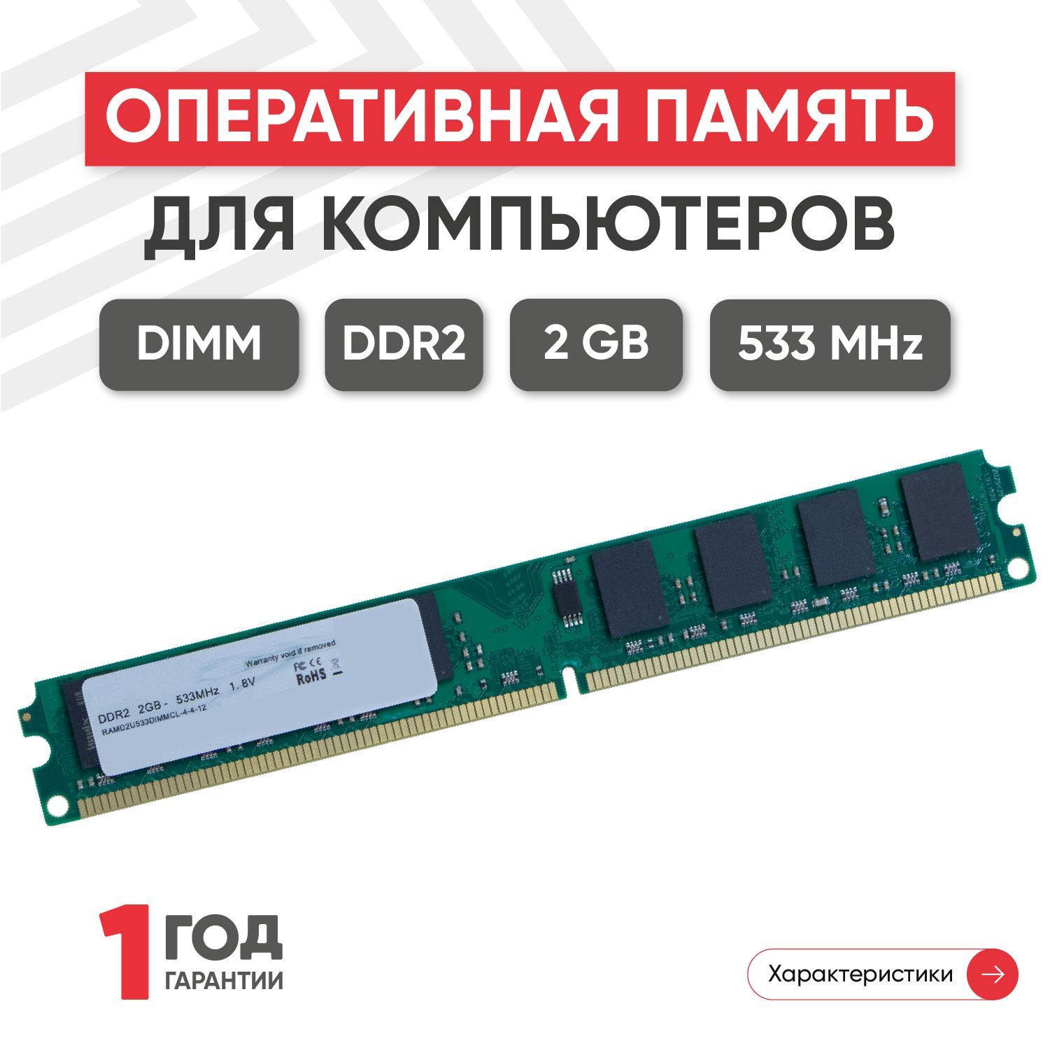 Модуль оперативной памяти Ankowall 082627-R. 1x2 ГБ  (RAMD2U533G128MB19-01-E1) - купить по выгодной цене в интернет-магазине  OZON (469044632)