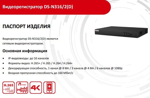 Видеорегистратор ds n316