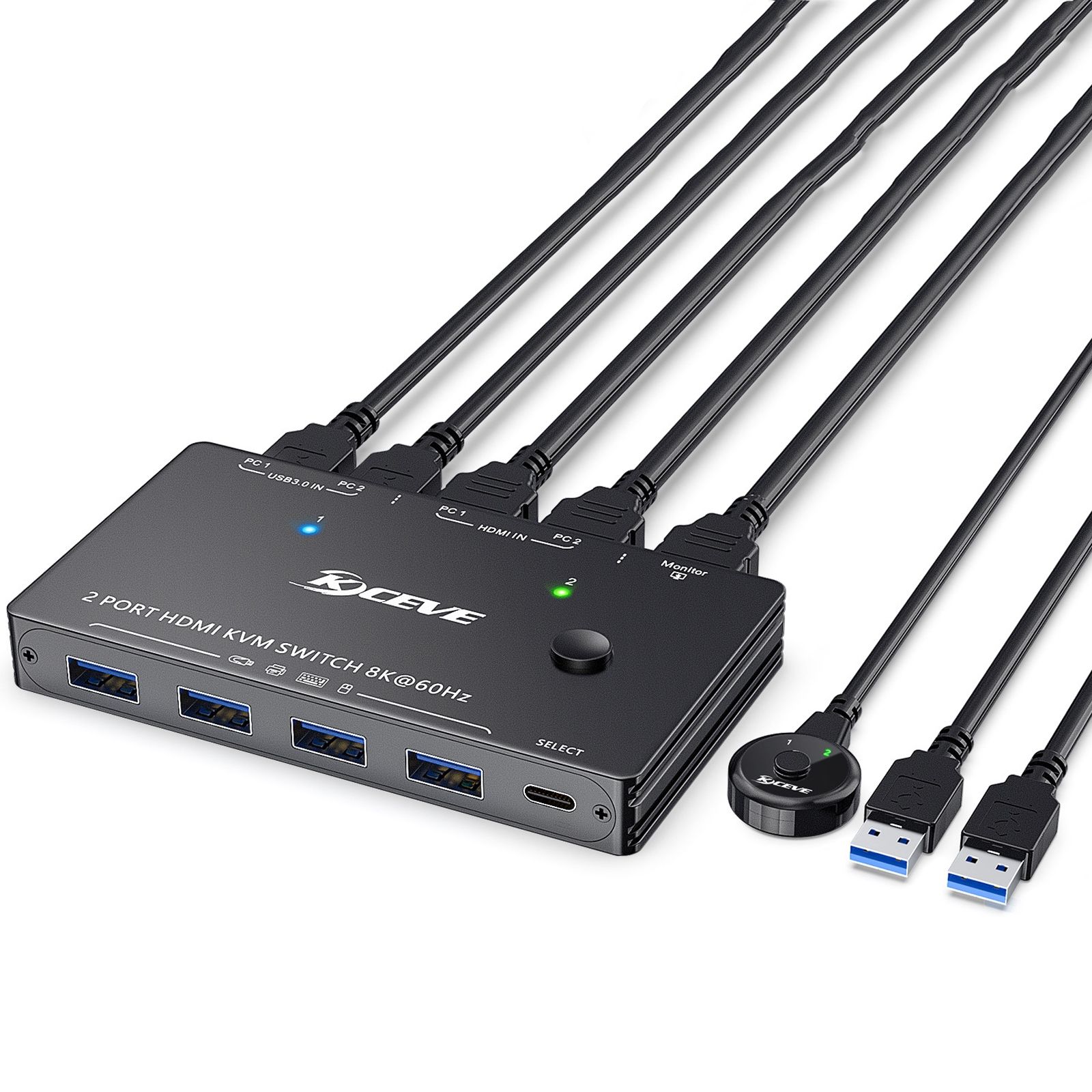 Переключатель AVE HDSW KVM 2 8K (2PC, HDMI 8K 60Hz, USB 3.0, remote control)