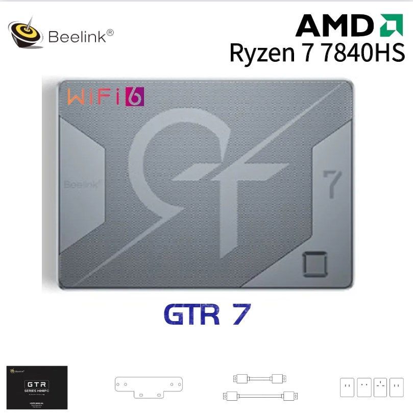 BeelinkМини-ПКGTR7(AMDRyzen77840HS,RAM32ГБ,SSD1024ГБ,AMDRadeon780M,Windows11Pro),серый